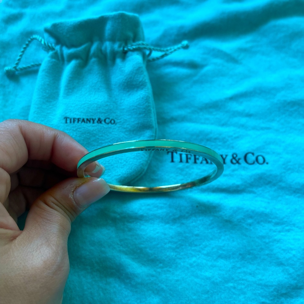 COPY - COPY - COPY - RARE AUTHENTIC Tiffany and Co. Silver and blue enamel bang…